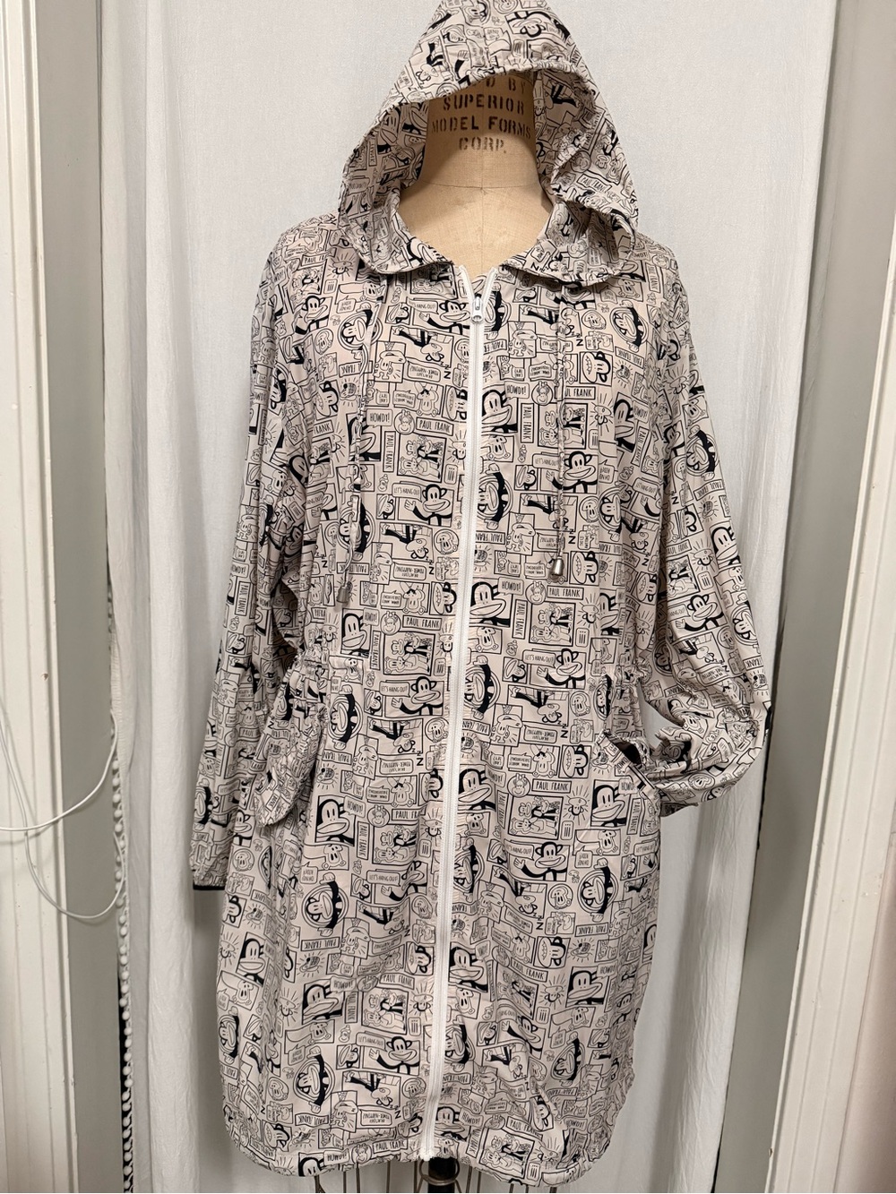 Paul Frank, Comic Book Print Hooded Anorak Windbreaker, sz L